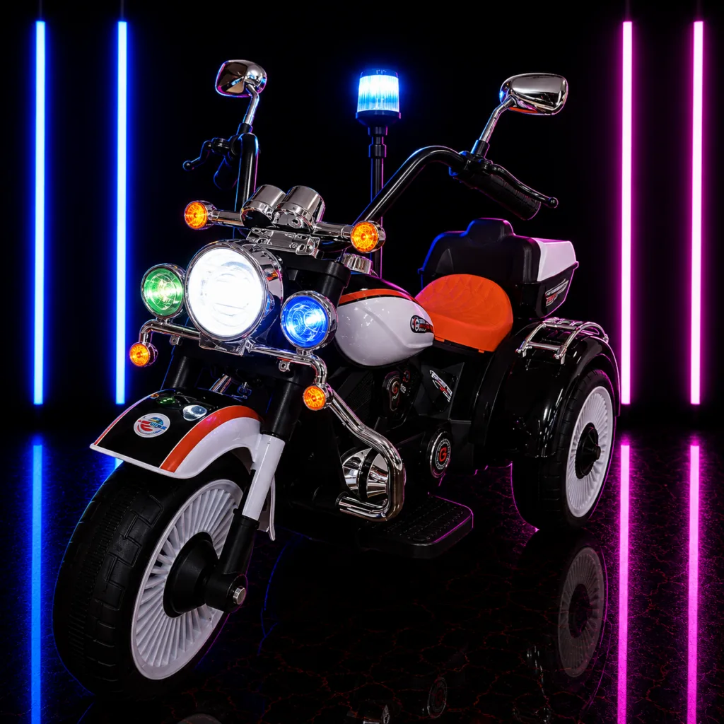 MOTO ELÉTRICA INFANTIL 12V CHOPPER SIRENE BRANCA