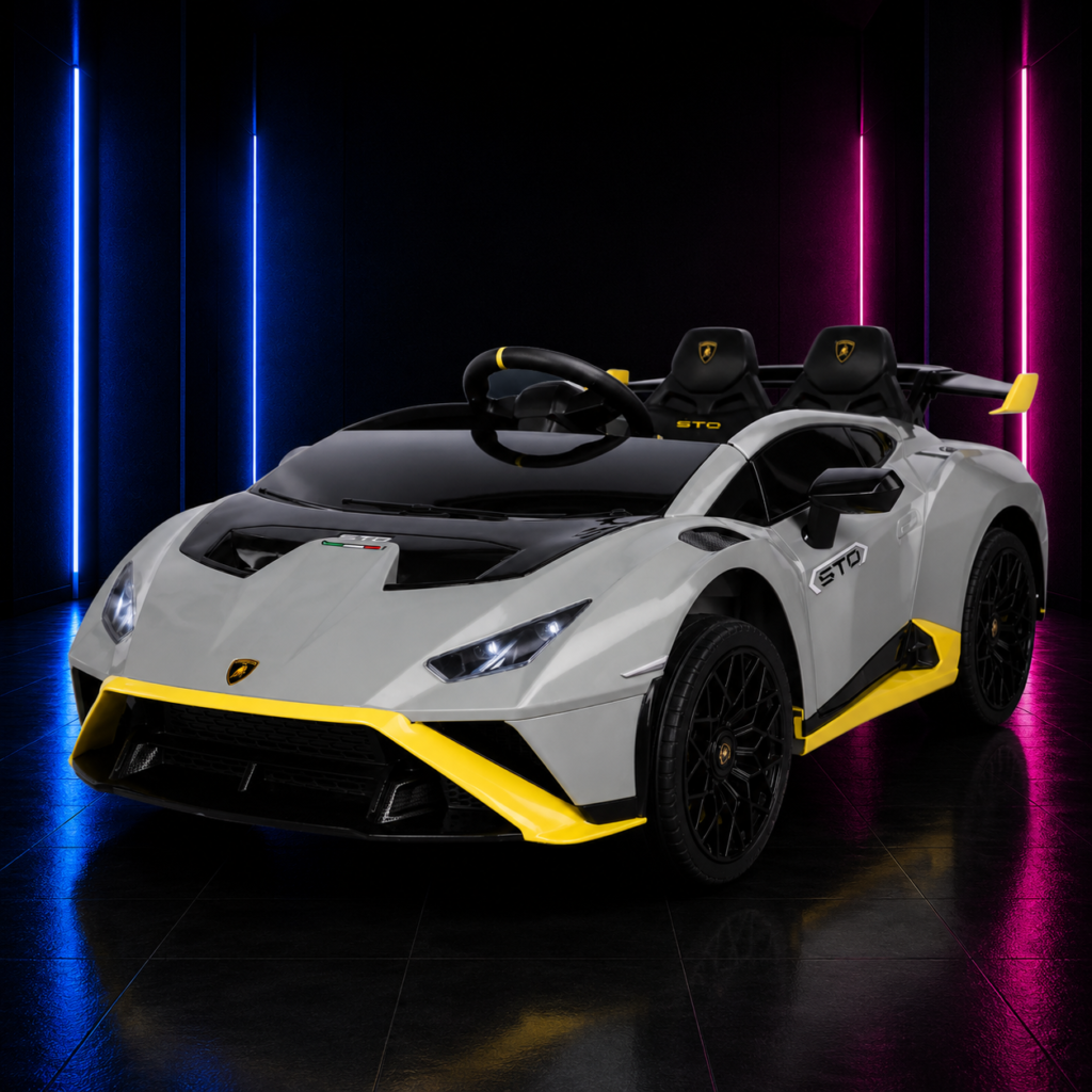CARRINHO ELÉTRICO INFANTIL 12V LAMBORGHINI HURACAN STO CINZA PRATEADO