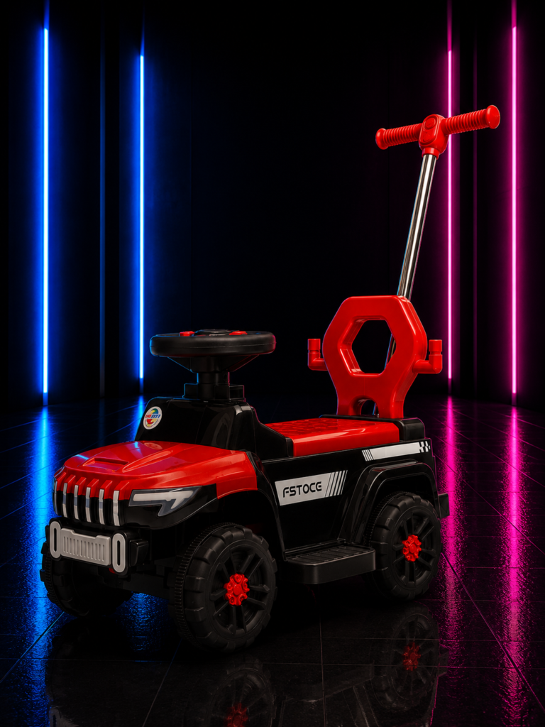 CARRINHO COM EMPURRADOR OFF ROAD VERMELHO