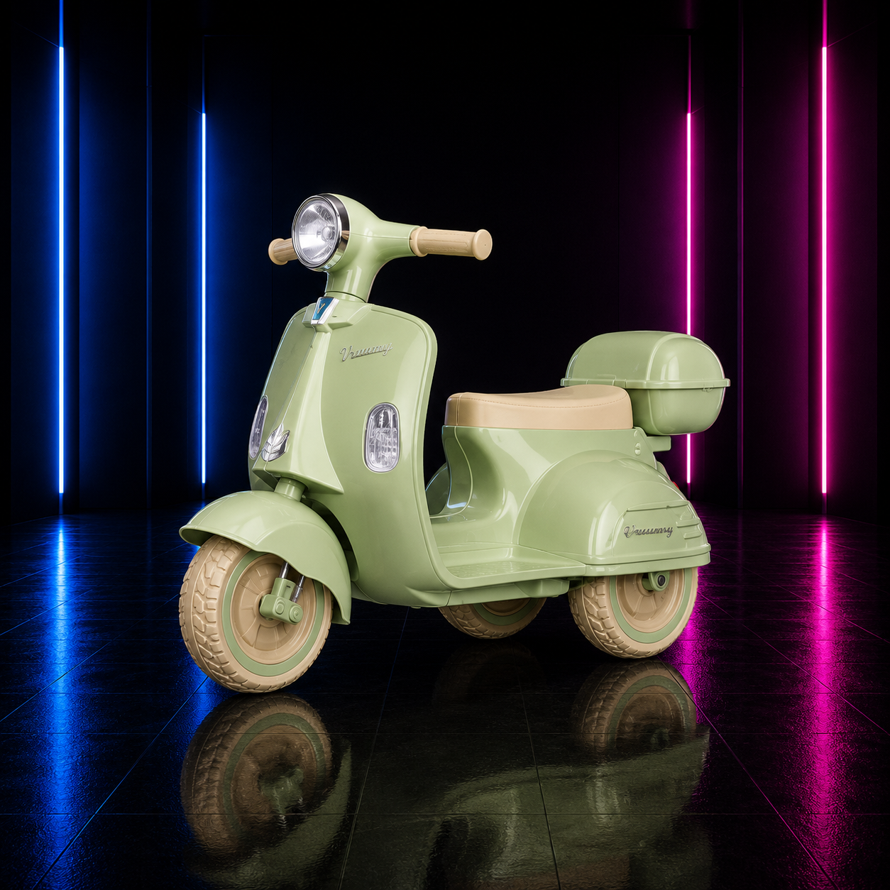 MOTO ELÉTRICA COM EMPURRADOR VERDE