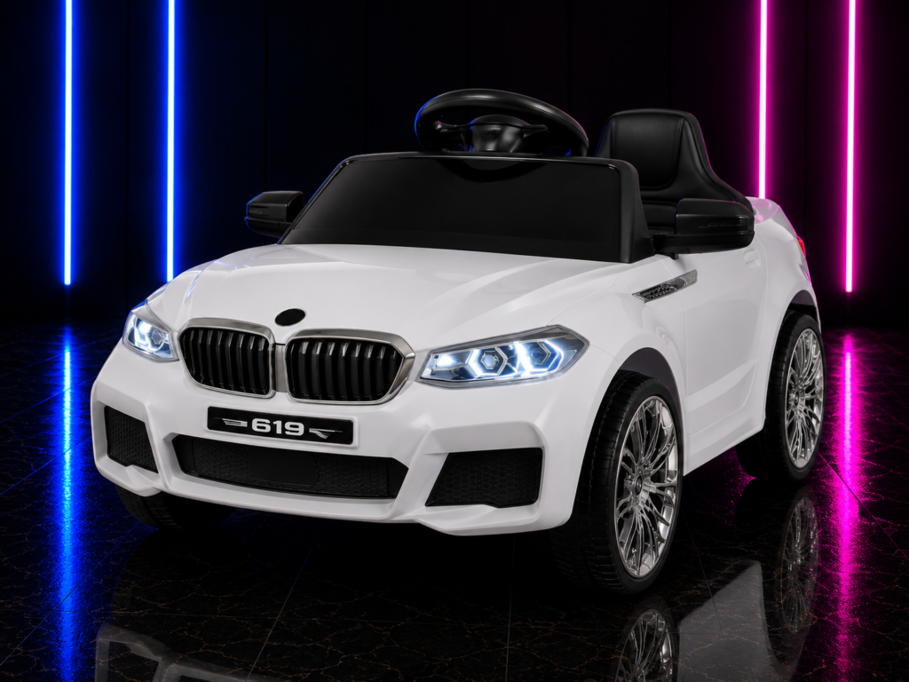CARRINHO ELÉTRICO INFANTIL 6V CONVERSÍVEL LUXO BRANCO