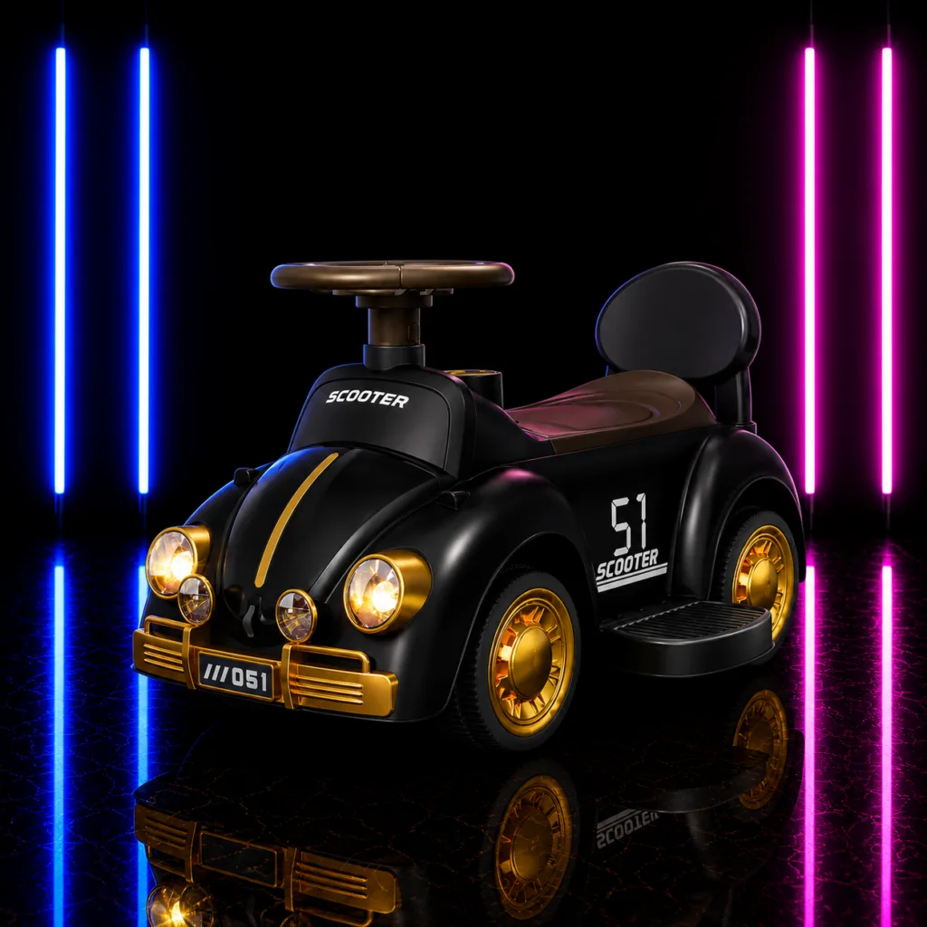 CARRINHO COM EMPURRADOR RETRÔ PRETO