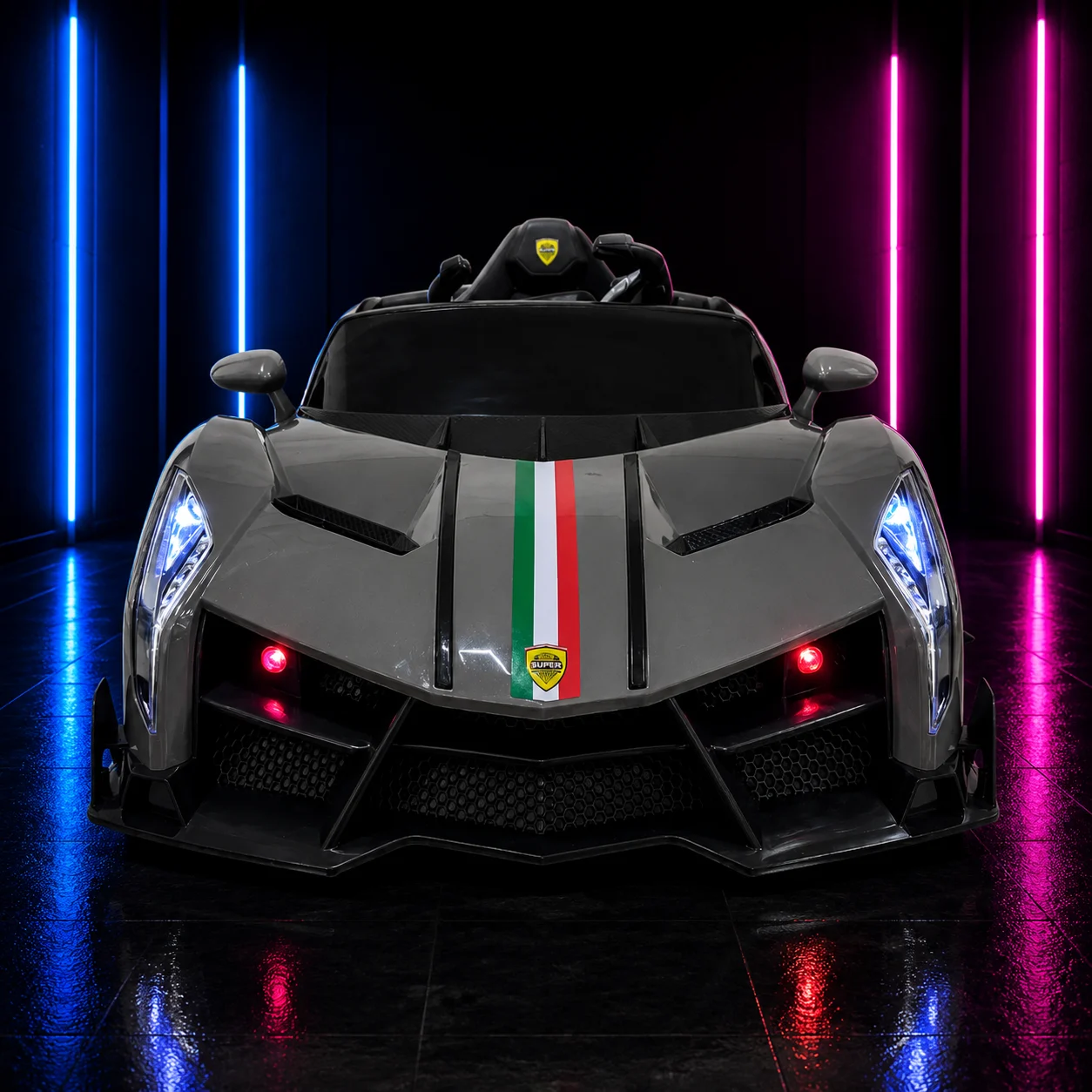 Carrinho Elétrico Infantil 12V Veneno S. Sport Cinza