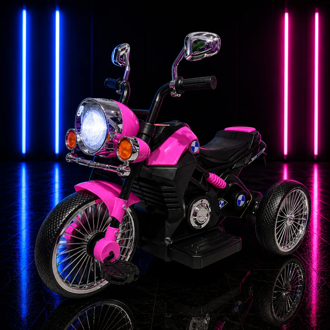 Moto Elétrica Infantil 6V Unitoys Rosa com Pedal 2 em 1