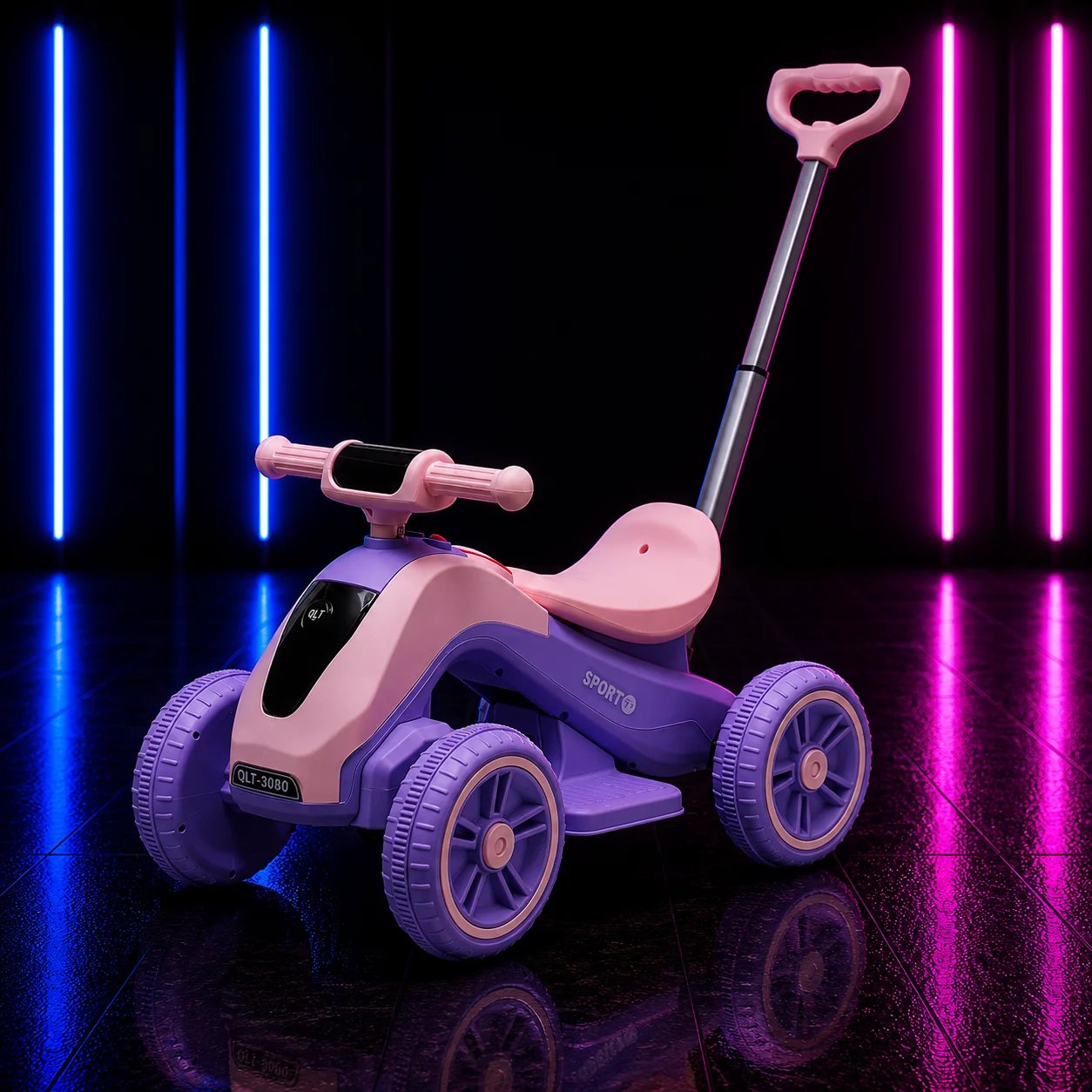 Quadriciclo Elétrico Infantil com Empurrador Candy Move Menina