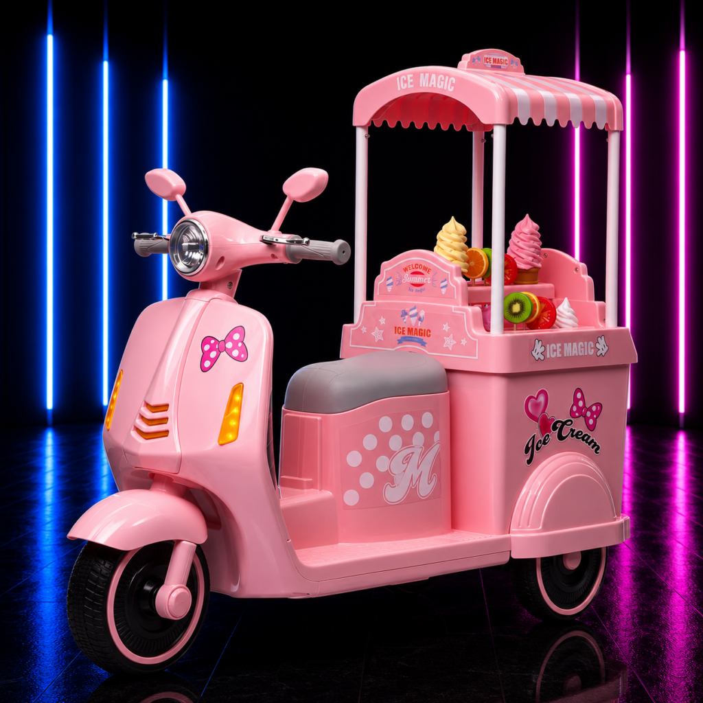 Moto Elétrica Infantil 12V Sorveteria Divertida Rosa