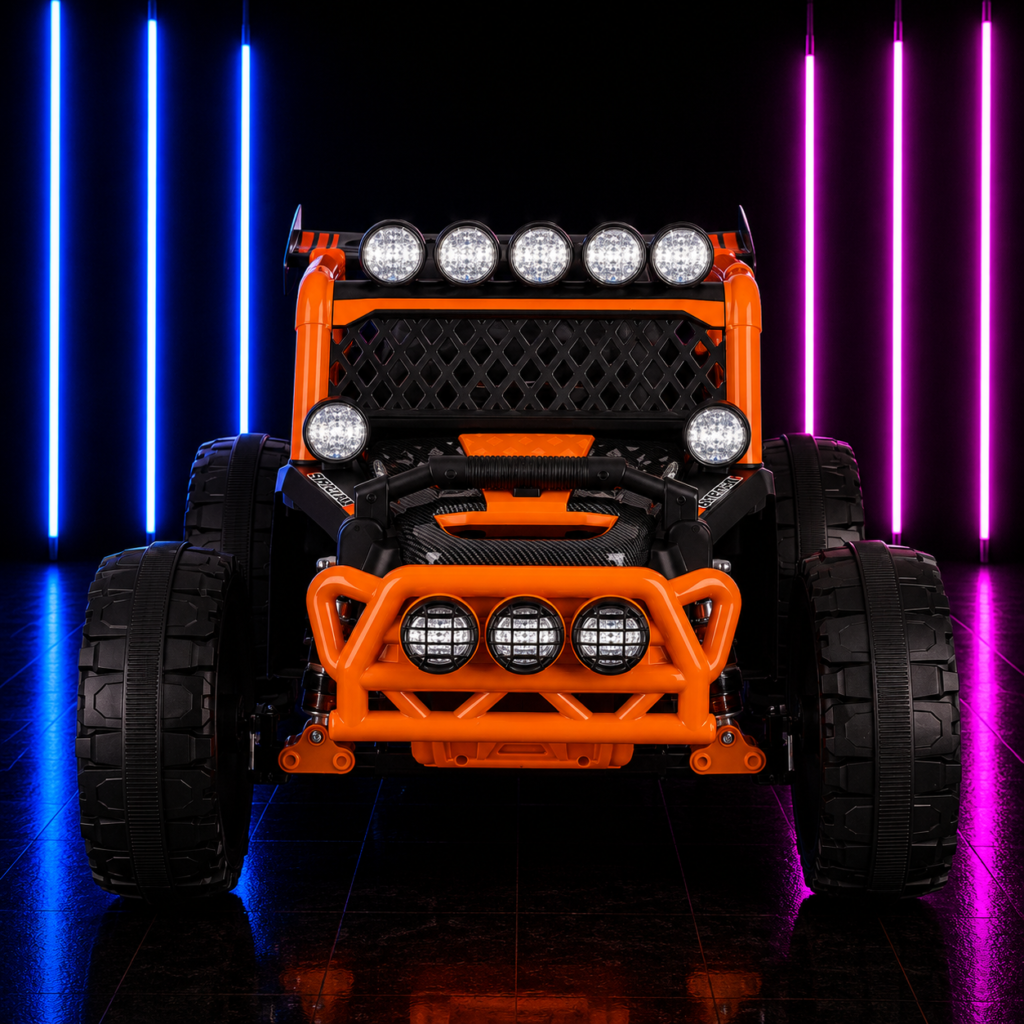 Carrinho Elétrico Infantil 12V Jipe Gaiola Laranja