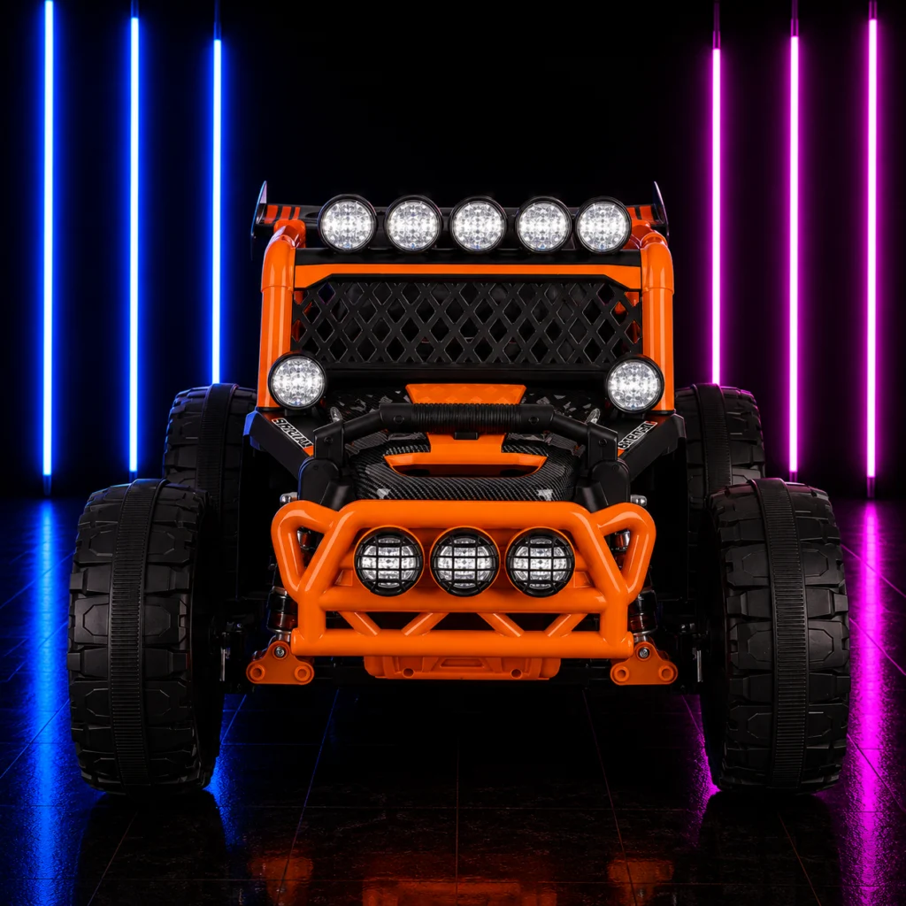 Carrinho Elétrico Infantil 12V Jipe Gaiola Laranja